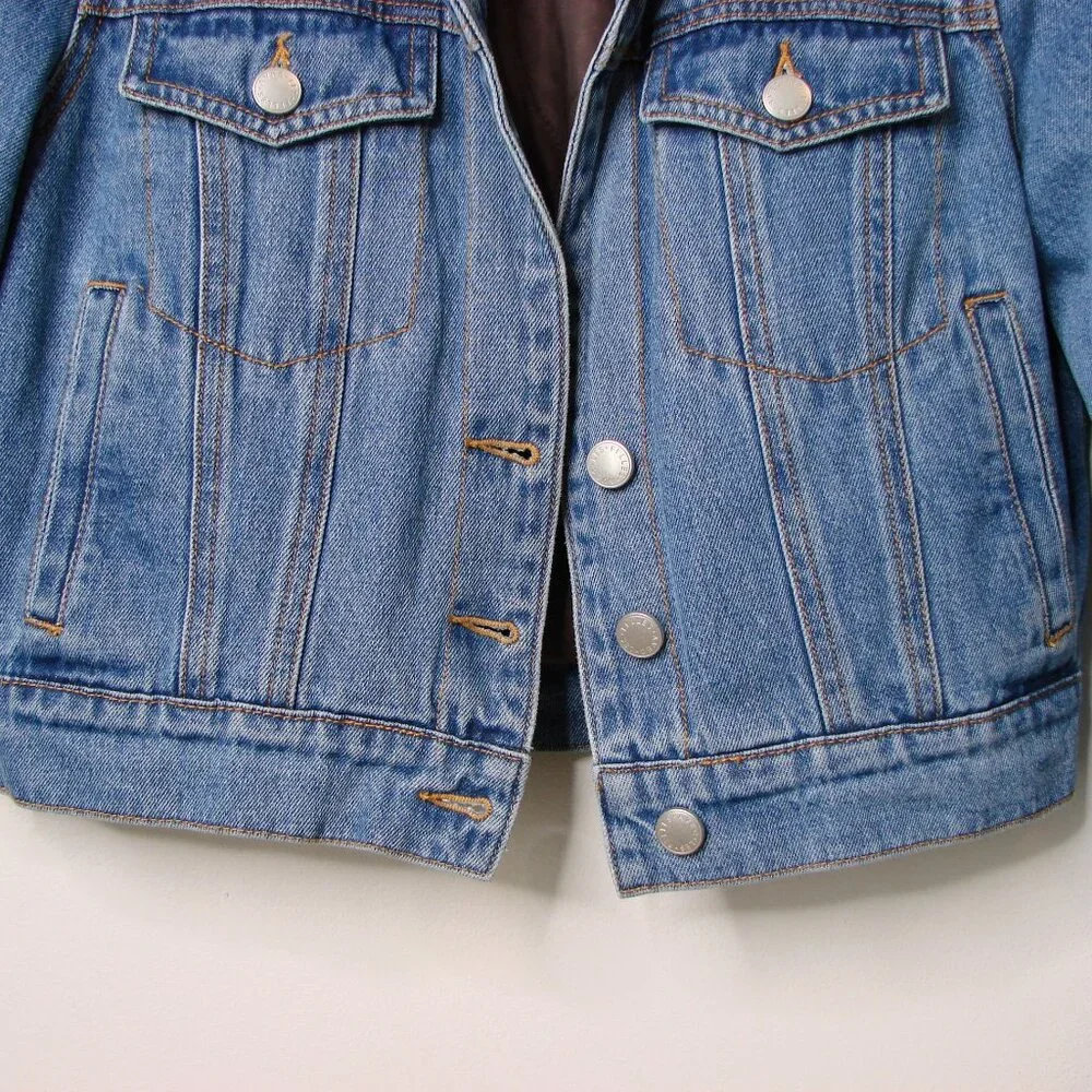 Anthropologie Avec Les Filles Denim Jean Jacket Faux Fur Trim Size Small NEW - Picture 7 of 15